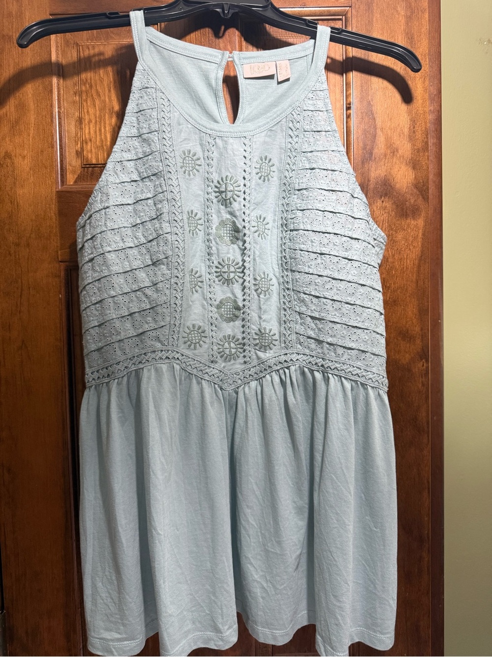 Logo Light Blue Embroidered Halter top L